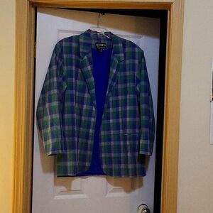 Lightweight Blazer, Green and Blue, Size M, Brand Adolfo International,  $25